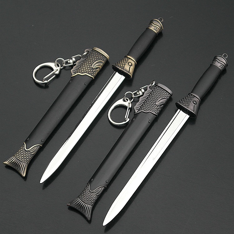 中国古代兵器十大名剑鱼肠剑带剑鞘全金属武器模型钥匙扣未开刃