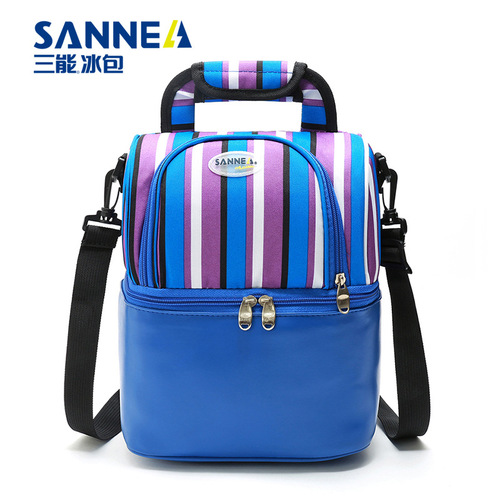 SANNE double shoulder milk bag cross-border mommy bag refrigerated milk bag breast milk preservation bag portable lunch bag wholesale