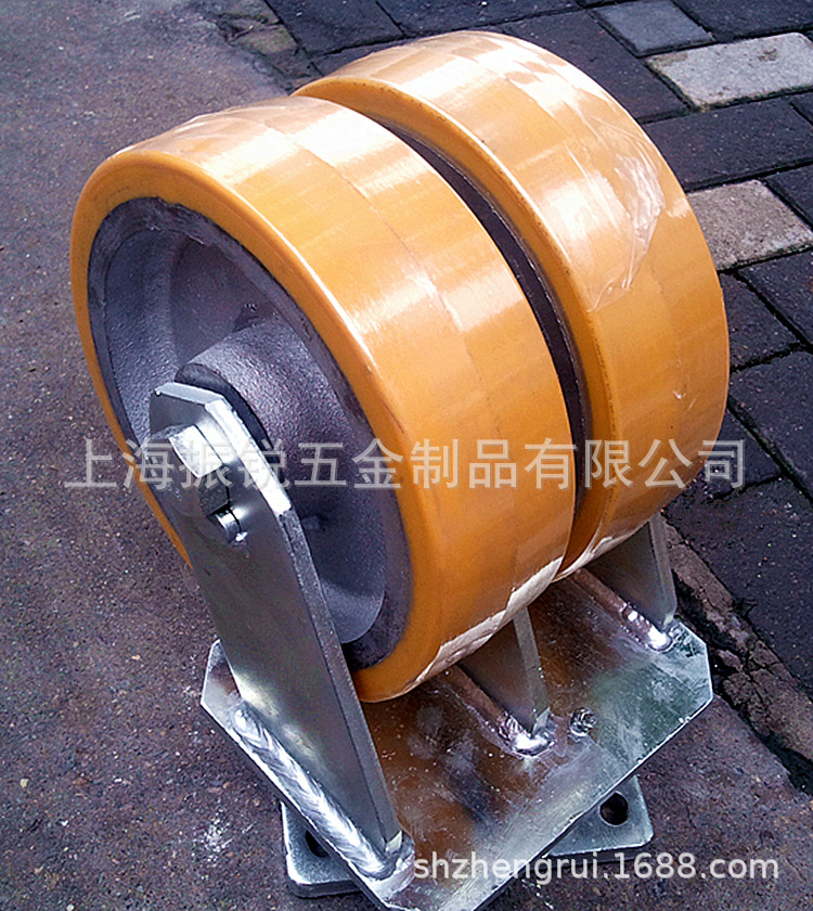 12寸16寸超重载生铁PU万向双轮脚轮 超重型7吨10吨双孖轮万向轮