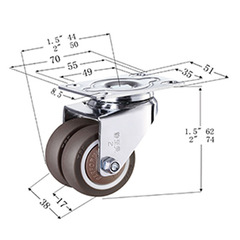 1.5-inch flat-bottom double-row casters silent load-bearing universal mechanical equipment refrigerator heavy-duty shelf trolley casters