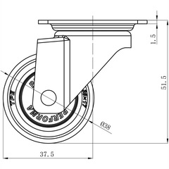 1.5-inch flat rubber silent swivel furniture shopping cart handle cart shelf wheel castor small wheel
