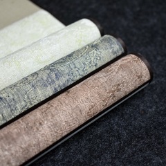 Full silk mounted blank painting scroll, antique style, bright red, Buddha yellow, mini size, recipe scroll