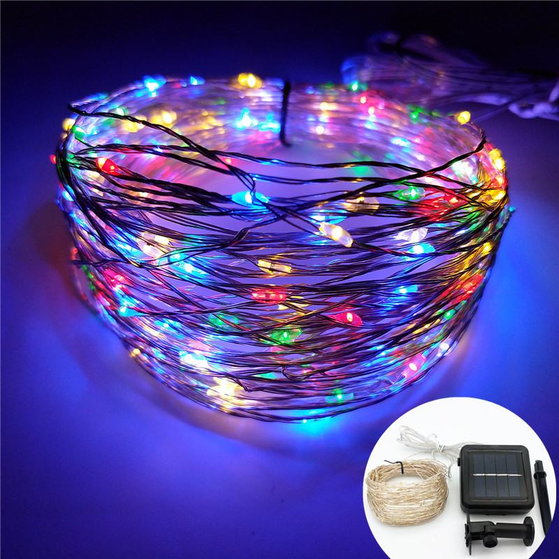 En stock suministro solar luces de cadena alambre cobre 200led8 modo impermeable al aire libre Navidad vacaciones luz decorativa bar