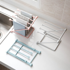 T foldable vertical rag rack kitchen towel drain rack punch-free sponge storage rack dish cloth storage rack