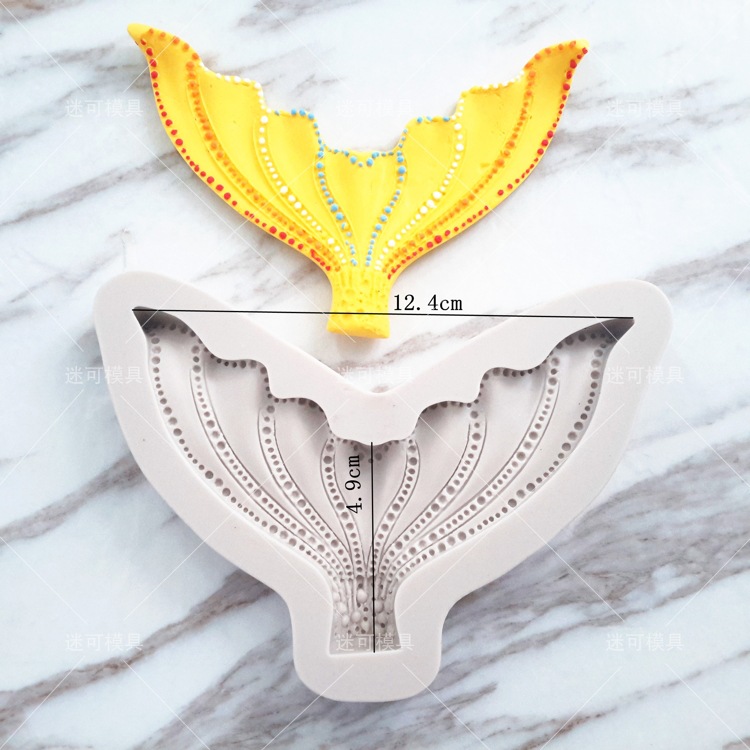 Fondant sirena cola de pescado cola silicona molde fondant herramienta para hornear pastel chocolate Decoración