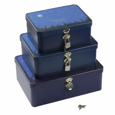Caja de hierro con cerradura papelería creativa caja de dinero Mini caja de hierro de metal caja de almacenamiento caja de contraseña caja de almacenamiento conjunto de tres piezas image 8