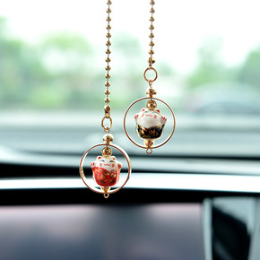Auto car hanging Ceramic lucky cat hang god of luck wealth vehicle safety in the rearview mirror pendants hang act the role ofing is tasted circle