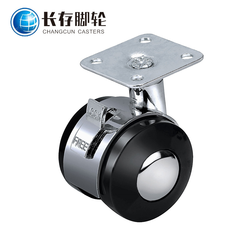 厂家批发1.5寸厚锌合金脚轮 平板万向脚轮带刹车家具茶几转向轮子|ru