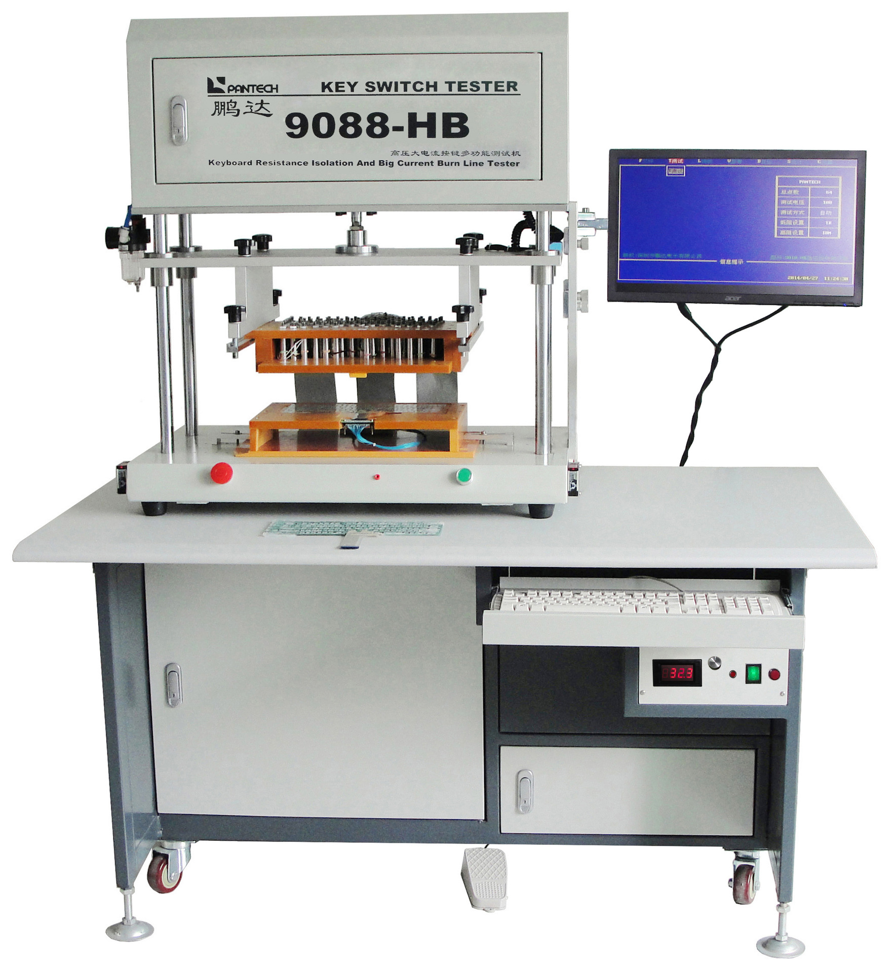 9088-HB组合按键烧线测试机（1-500mA，50－250V，1MΩ－100MΩ）