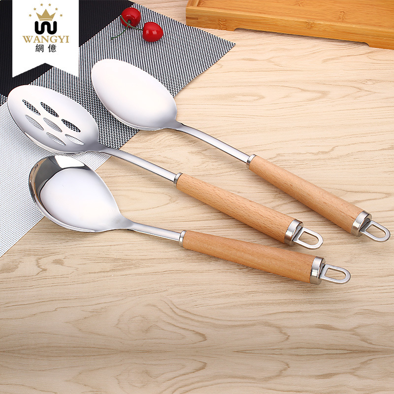 Hook stainless steel wooden handle kitchenware set kitchenware shovel