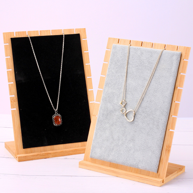新款竹木时尚首饰项链展示架木吊坠架托珠宝饰品陈列道具