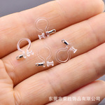 时尚透明u形夹 PC新材料 双头孔金属竖吊无耳洞树脂U形耳夹饰品