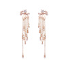 Long fashionable accessory, earrings with tassels, wish, European style