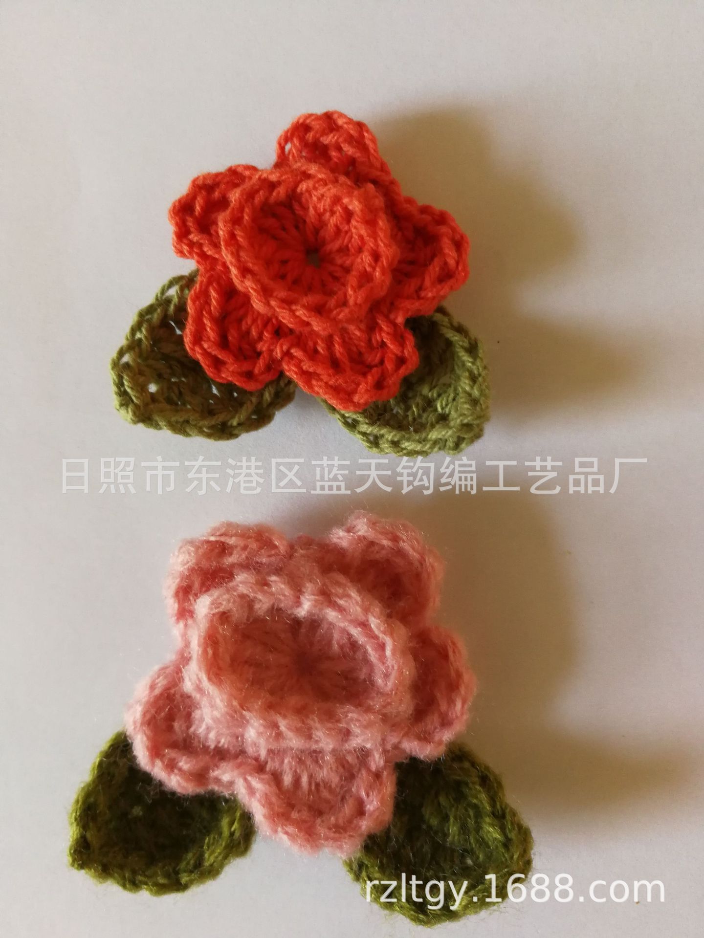 供应毛线花，手钩花、外贸钩花、手工钩针毛线花礼服