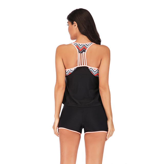 fattening and enlarging Size Swimsuit conservative sport shoulder 