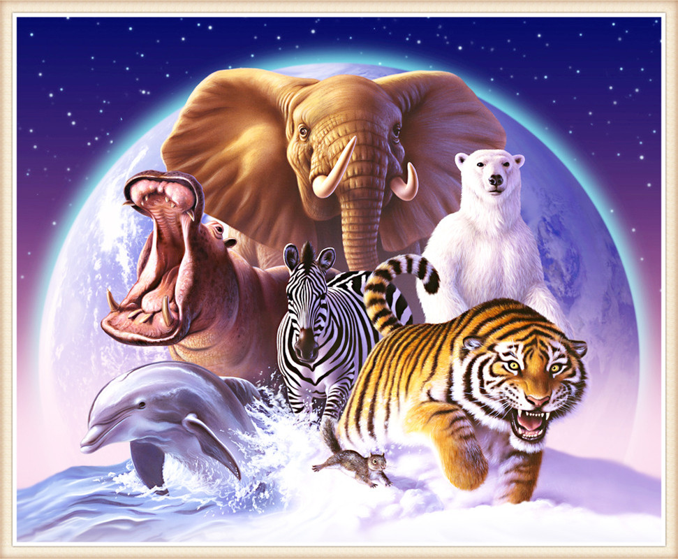 DW1603  A3150 动物 老虎大象 30X40.jp