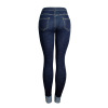 high waist body strength elastic jeans dark trousers water wash 