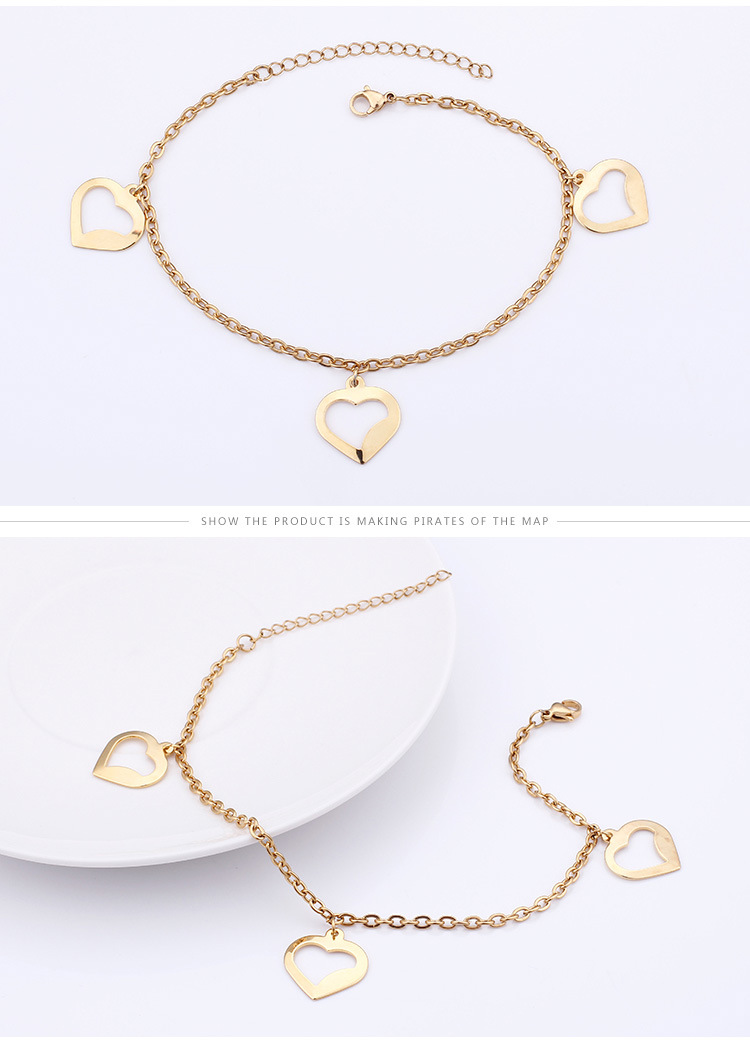 Simple Style Heart Titanium Steel 18K Gold Plated Women'S Anklet display picture 5
