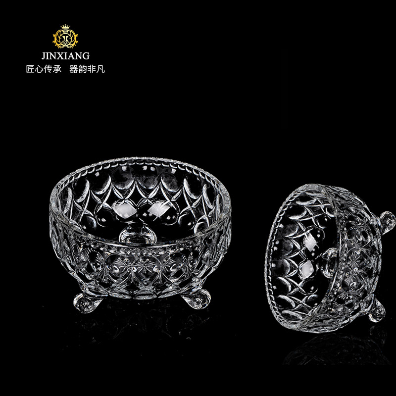 新款水晶玻璃糖缸糖果盅厨房储物罐收纳罐水果盆供品盘果碗方糖罐