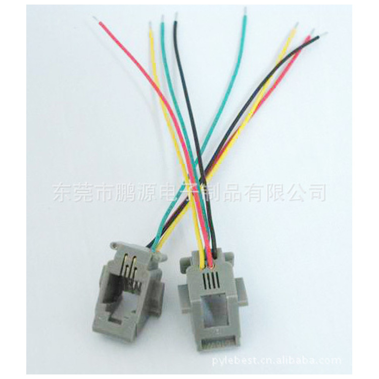 供应电话插座616W接线母座 RJ9插座 4P4C带线插座