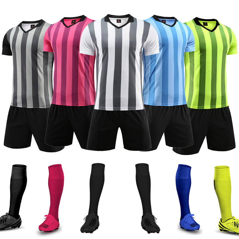 条纹足球衣儿童成人足球队服运动比赛训练服定制男短袖足球服套装|ru