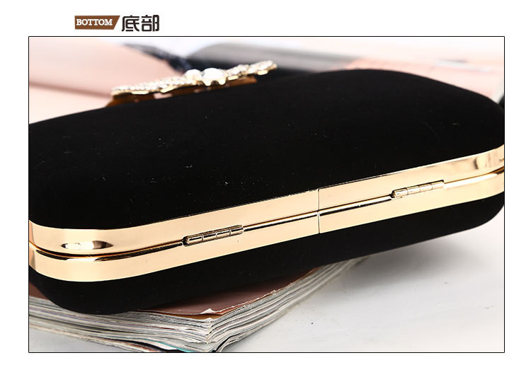225g Weight Polyester Lining Material Buckle Closure Type Single Shoulder Strap Strap Type Evening Bag Bags Type Solid Color Pattern Fashion Style Royal Blue, Red, Wine Red, Black Color Small Size Retro Crown Diamond Diamond-studded Suede Evening Bag 5