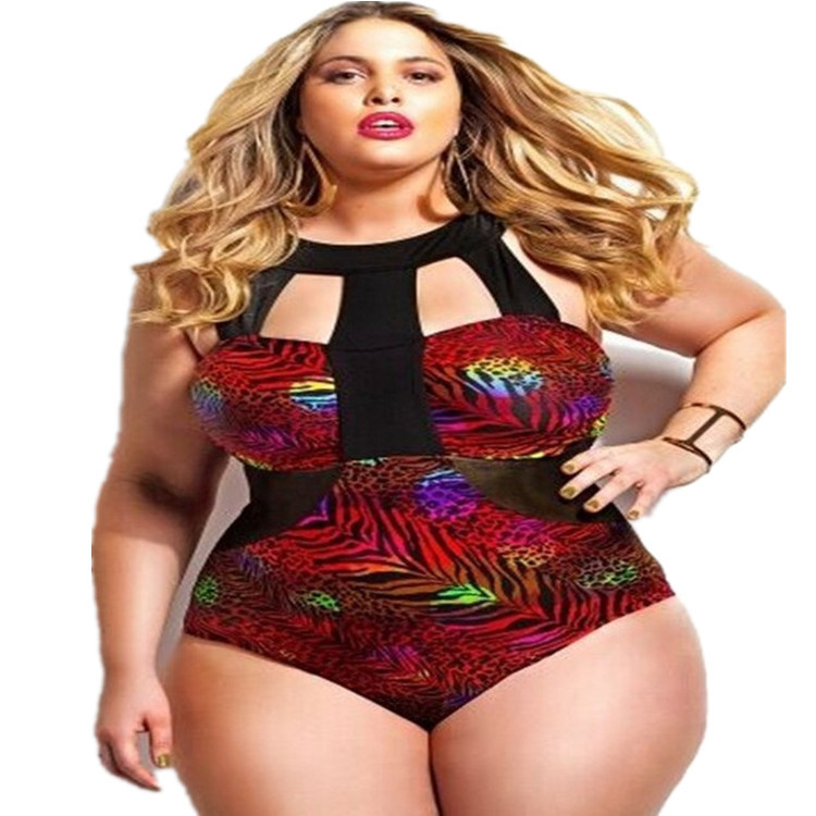 plus size printed broadband sexy one-piece swimwear NSHL42465