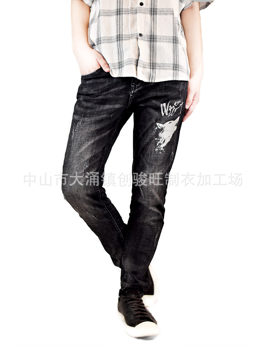 新款韩版四季男装牛仔裤休闲修身弹力牛仔裤2019厂家直销|ru