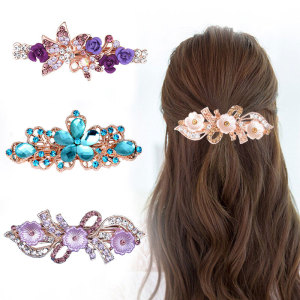 Hair clip hairpin for women girls hair accessories Small Rhinestone bow hairpin headdress crystal flower versatile top clip spring clip hairpin