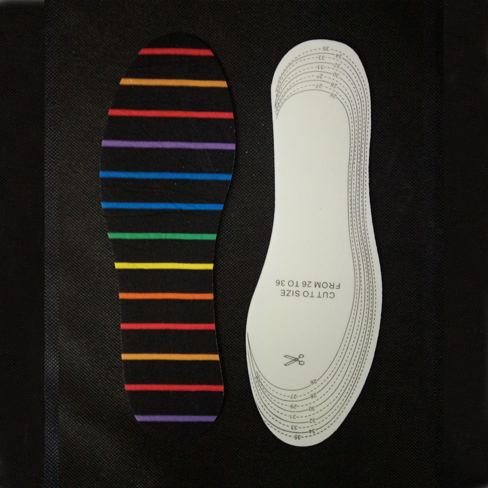 乳胶彩条棉布鞋垫 黑