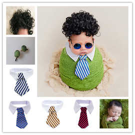 影楼上门摄影新生儿满月百天主题道具假发领带墨镜可爱社会人组合