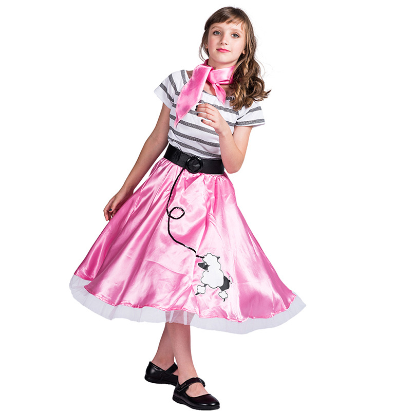 Fabricante en stock de Halloween niños etapa traje Rosa niña caniche Halloween juego de niños traje