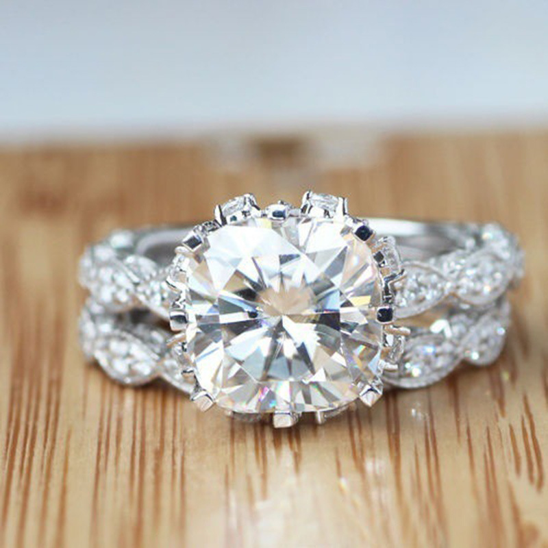 Fashion Diamond Round Inlaid Zircon Alloy Double Layer Ring Wholesale display picture 2