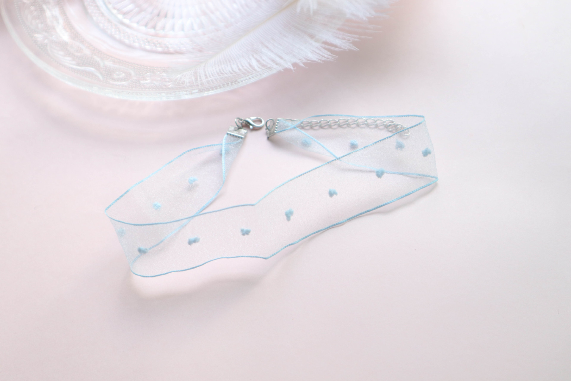 72K405-蓝色点薄纱