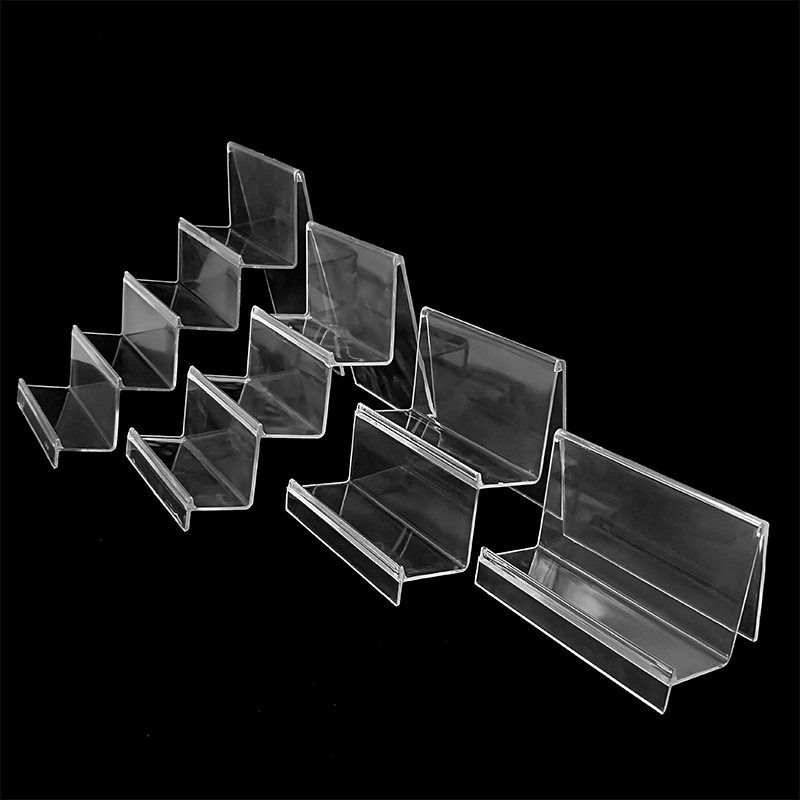 4层透明塑料钱包展示架/钱包架/面膜手机展示架/梯形支架中大号