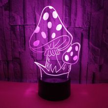 外貿新款蘑菇3D小夜燈 七彩觸控3D LED視覺燈 室內裝飾3D小台燈
