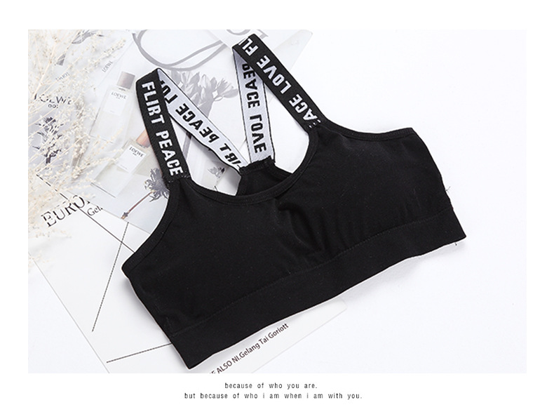 Four Seasons Classic English beautiful back letter chest wrap, chest spread, running, yoga, shockproof, comfortable, sweat-absorbing short sports underwear detail image 11