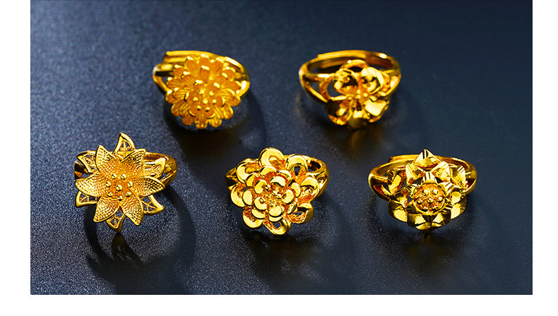 1 Piece Simple Style Flower Brass Plating Open Ring display picture 3