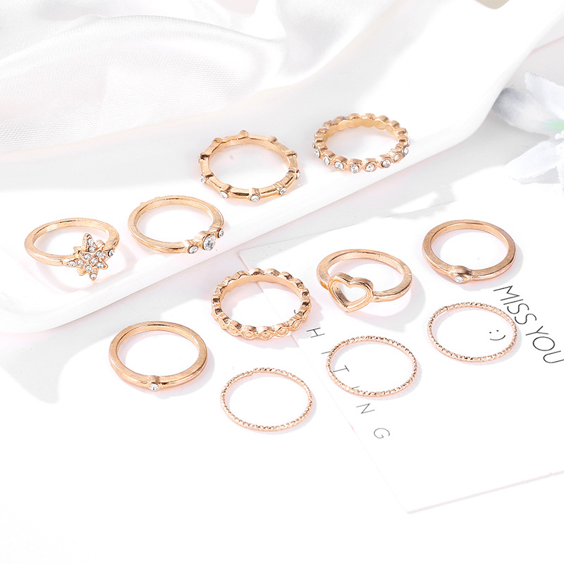 Mode Diamant Kreative Mond Ring Set display picture 2