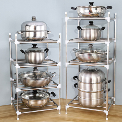 厂家直销3-5层不锈钢脸盆架蔬菜架厨房置物架多层锅架收纳架盆架