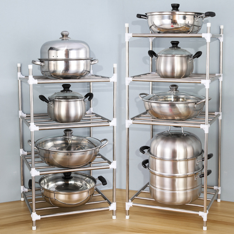 厂家直销3-5层不锈钢脸盆架蔬菜架厨房置物架多层锅架收纳架盆架