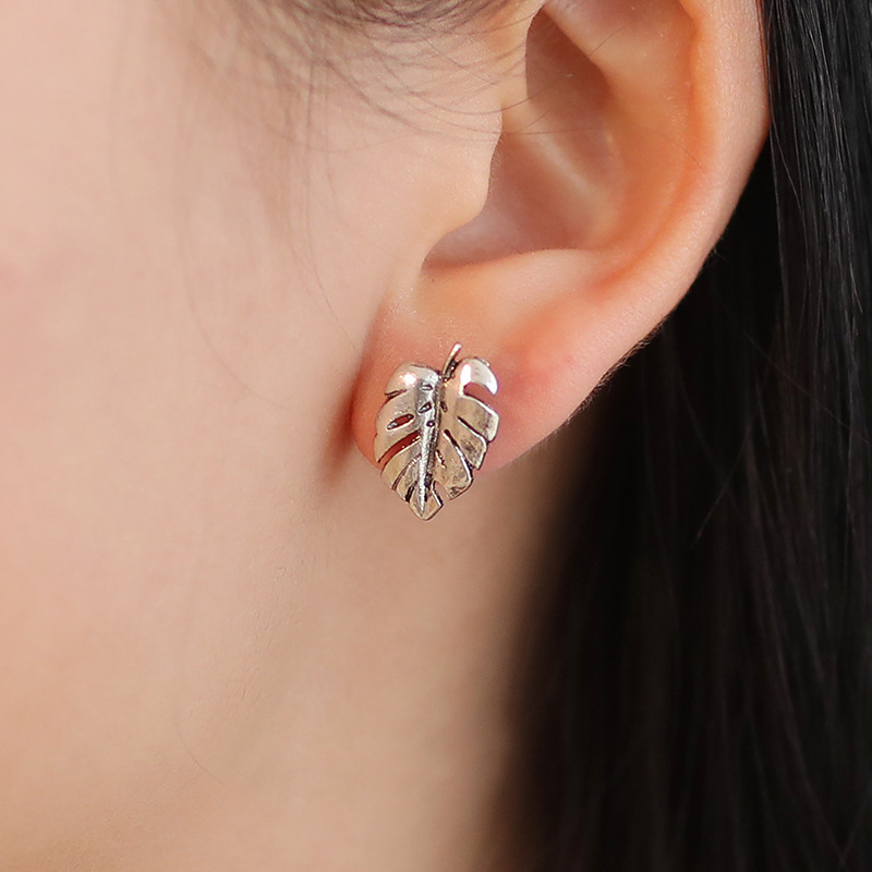 Earrings Turtle Shell Earrings Alloy Plating Gold Gold Silver Tree Leaf Ear Studs Feather Ear Studs display picture 6