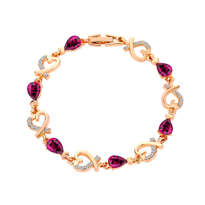 Style Coréen Amour Bracelet Creux-out Élégant Fleur Strass-intégré Lady Bracelet En Forme De Coeur Bracelet De Valentine Jour Cadeau En Gros display picture 6