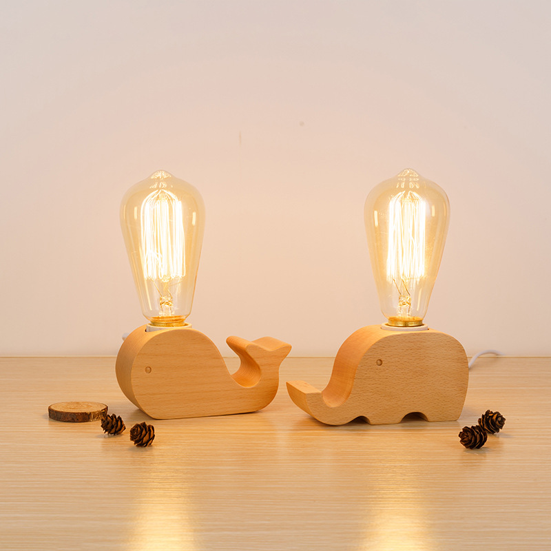 modern originality solid wood Small table lamp a living room Bedroom bedside lamp Night light fashion A birthday present Wholesale gift