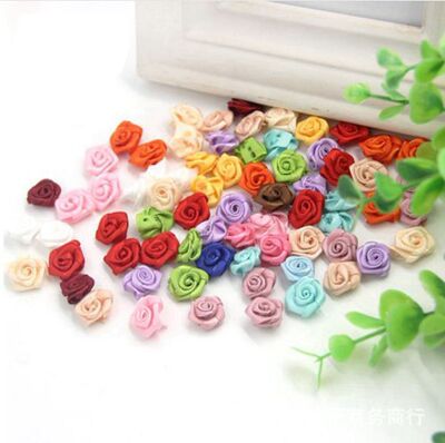 1厘米 1.5cm迷你型小手工丝带玫瑰花 diy发饰 饰品 缎带装饰花朵|ms
