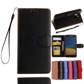 MOTO G6荔枝纹皮套 红米NOTE5钱包手机套 诺基亚5插卡支架保护套