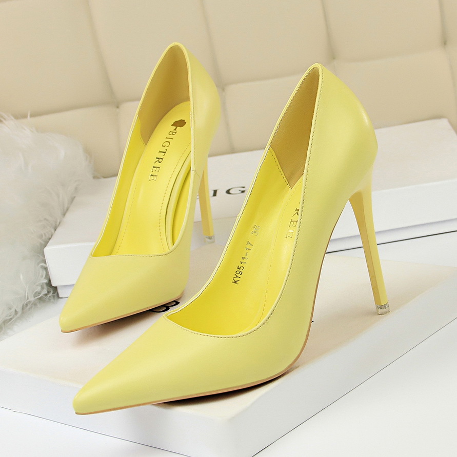 9511-17 Korean Version Of Fashion Simple Women's Shoes Are Thin High-heeled Shoes Stiletto High-heeled Shallow Mouth Pointed Sexy Shoes