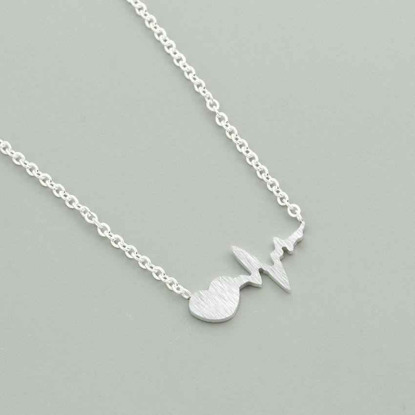 Heartbeat Curve Pendant Necklace display picture 1