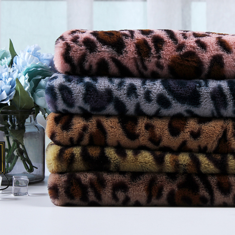 秋冬 兔绒豹纹印花面料  服装鞋帽围巾绒布面料 数码印花豹纹绒布