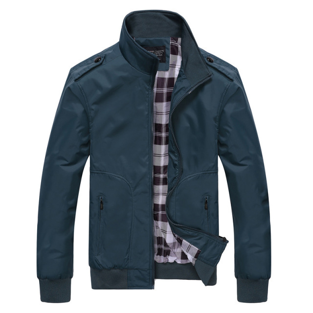 Men’s stand collar solid color casual coat in spring and Autumn